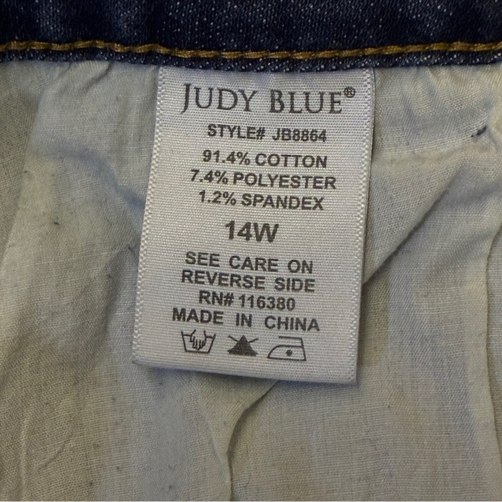 Judy Blue Blue Denim Distressed High Rise Skinny Fit Stretch Jeans Sz 14W - Picture 6 of 8